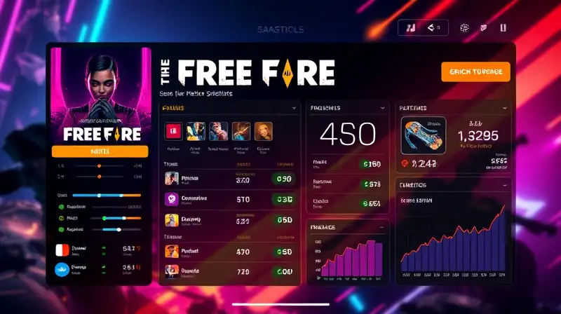 Pantalla Free Fire con estadísticas y diseño vibrante
