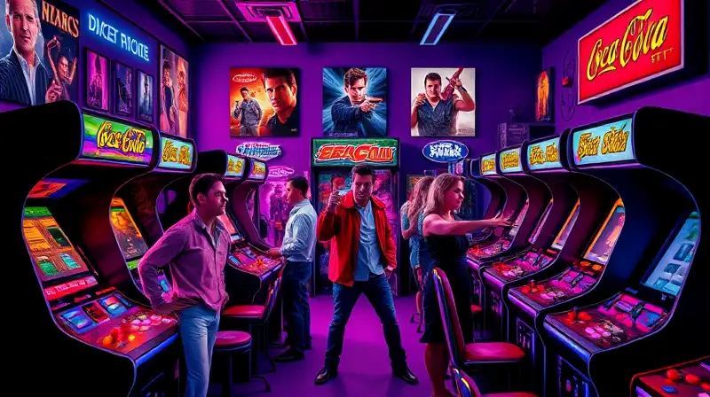 Máquina arcade retro con estilo ochentero