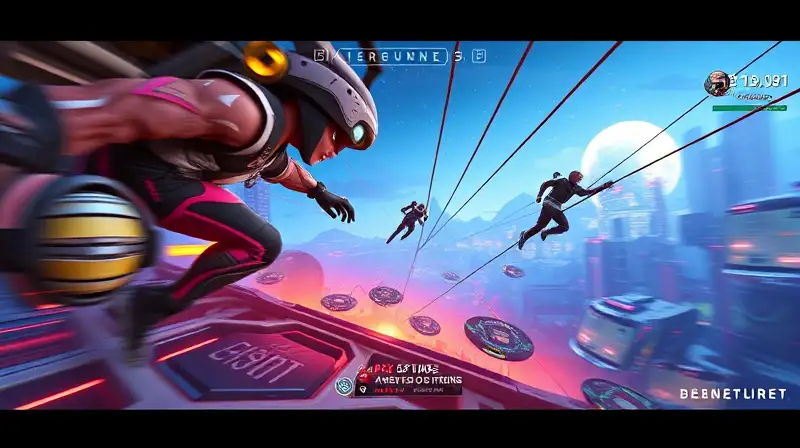 Speedrunner competitivo en batalla futurista intensa