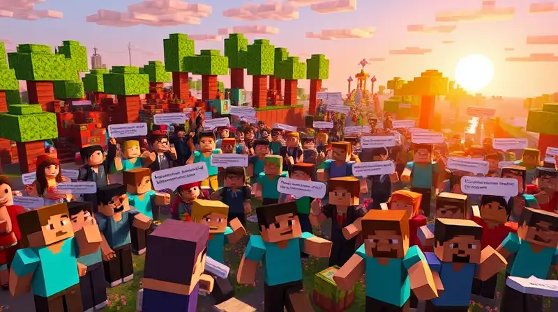 Evento de Minecraft con jugadores colaborando alegremente