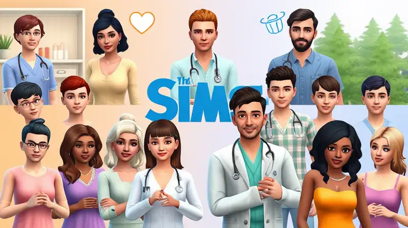 Personajes Sims mostrando salud y bienestar digital