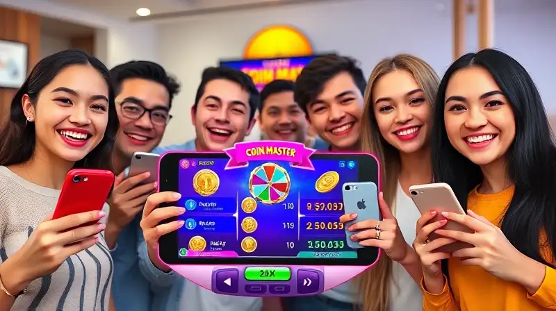 Amigos juegan Coin Master con alegría