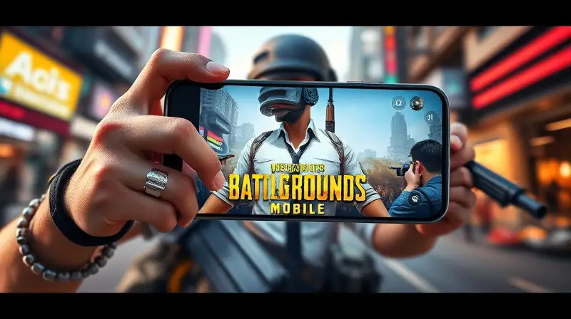 Gamer enfocado juega PUBG Mobile intensamente