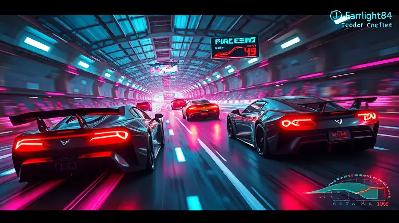 Vehículos futuristas y acción intensa neón
