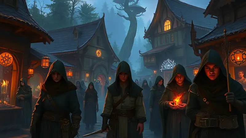 NPCs misteriosos con runas y magia