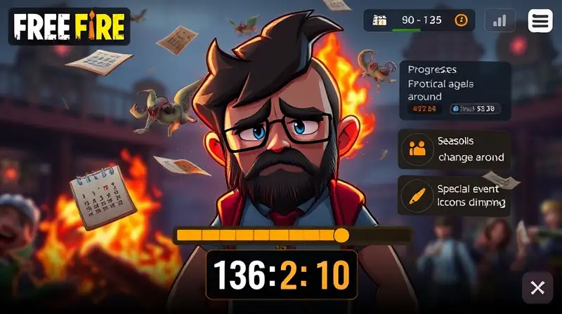 Personaje preocupado, progreso y eventos desvaneciéndose