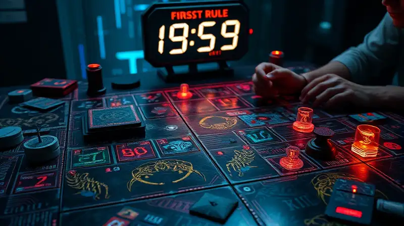Tablero oscuro con reglas, reloj y enfoque
