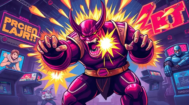 Jefe arcade ataca con explosiones neón