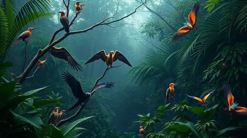 Animales salvajes en selva densa y vibrante