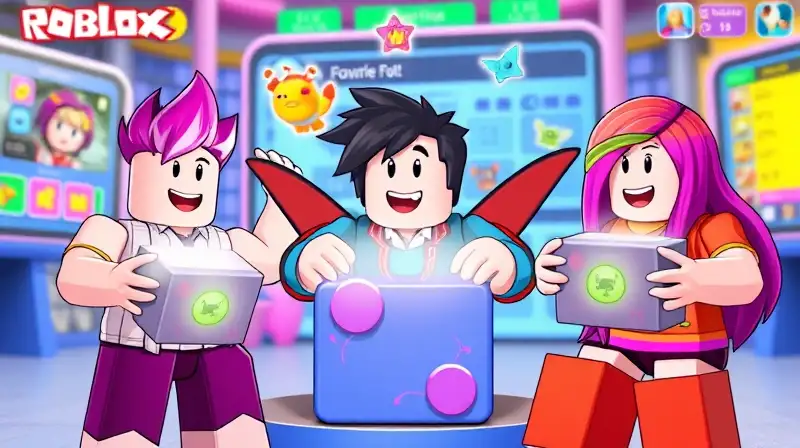 Personajes coloridos abren cajas brillantes