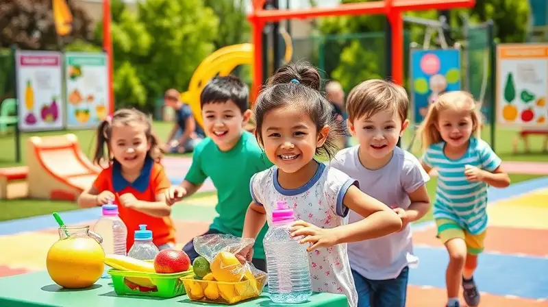 Niños juegan saludablemente en parque educativo