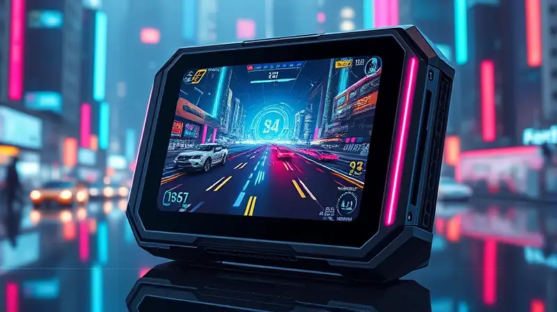 Dispositivo futurista muestra juego Farlight 84