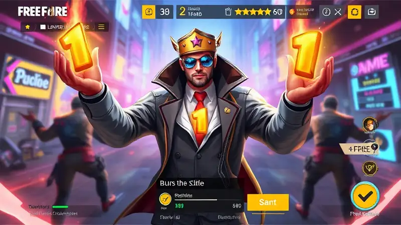 Jugador top Free Fire celebra victoria brillante