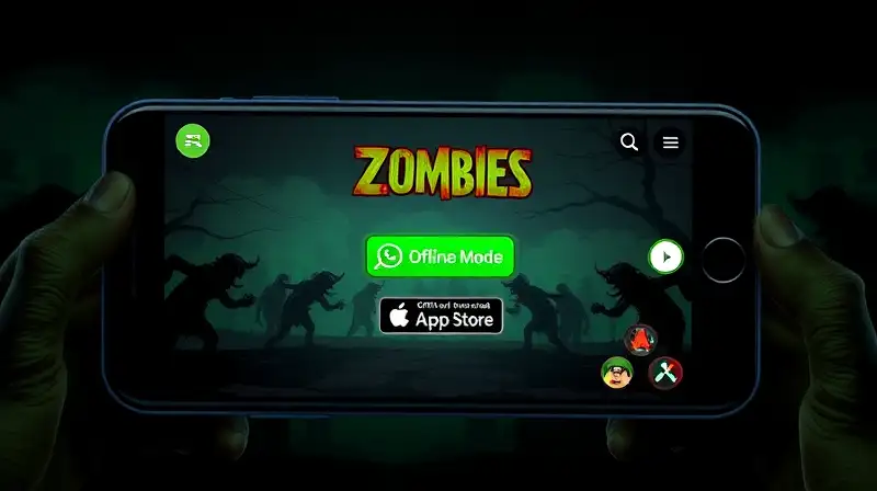Smartphone muestra juego de zombies pixelado
