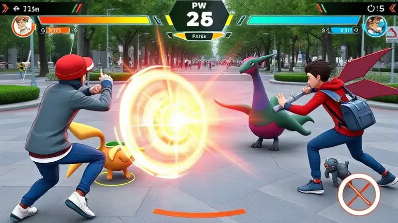 Combate Pokémon GO estratégico en parque urbano