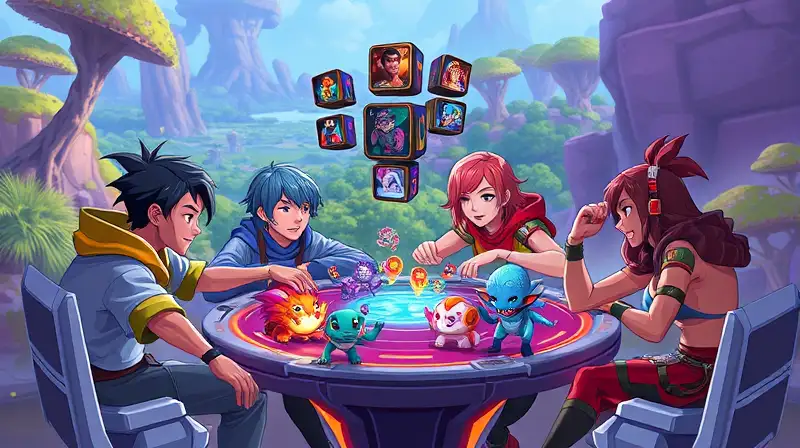 Cuatro gamers colaboran con criaturas vibrantes