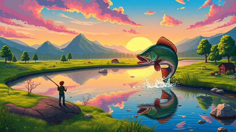 Paisaje Terraria vibrante con pesca y aventura