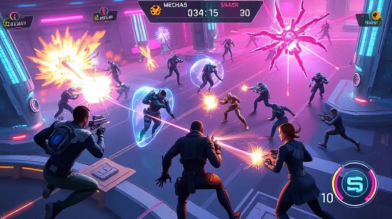 Arena futurista con acción rápida tecnológica