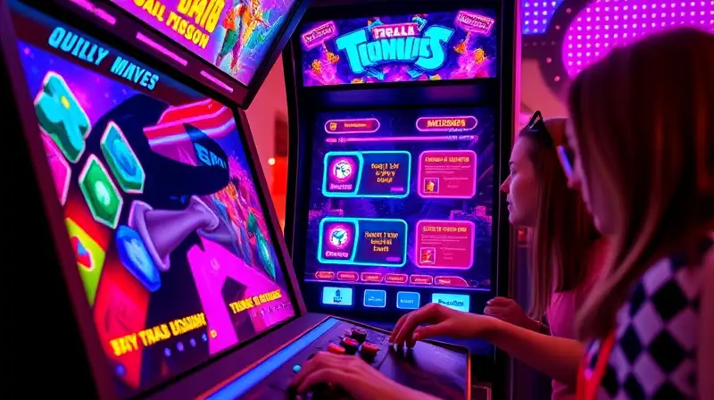 Jugadores en arcade con luces y acción