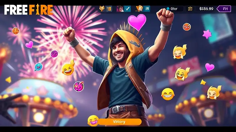 Victoria en Free Fire con celebración vibrante