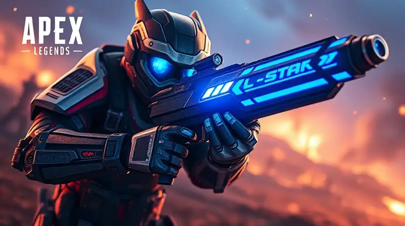 Arma futurista L-STAR azul en acción