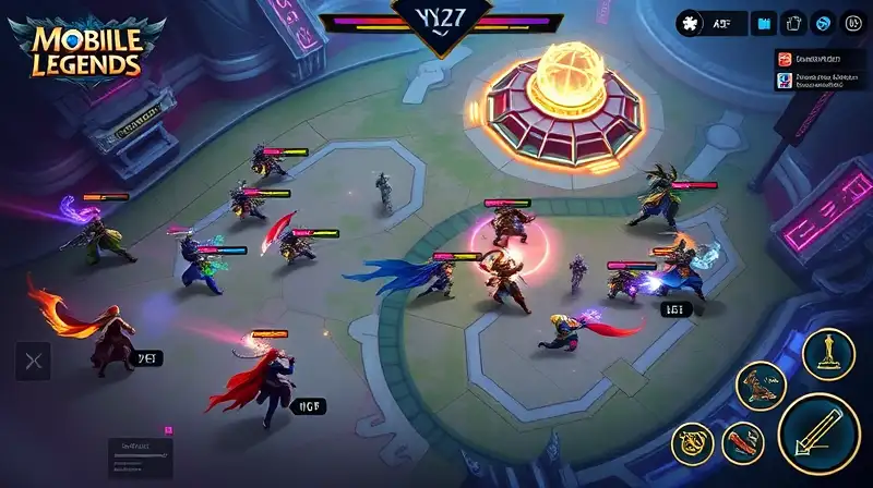 Batalla intensa en Mobile Legends con estrategia