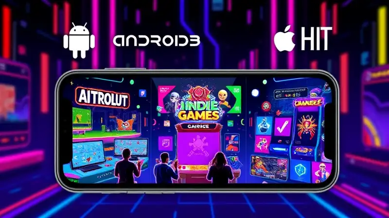 Pantallas de móviles con juegos arcade coloridos