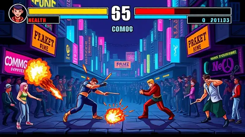 Pantalla arcade de beat em up retro