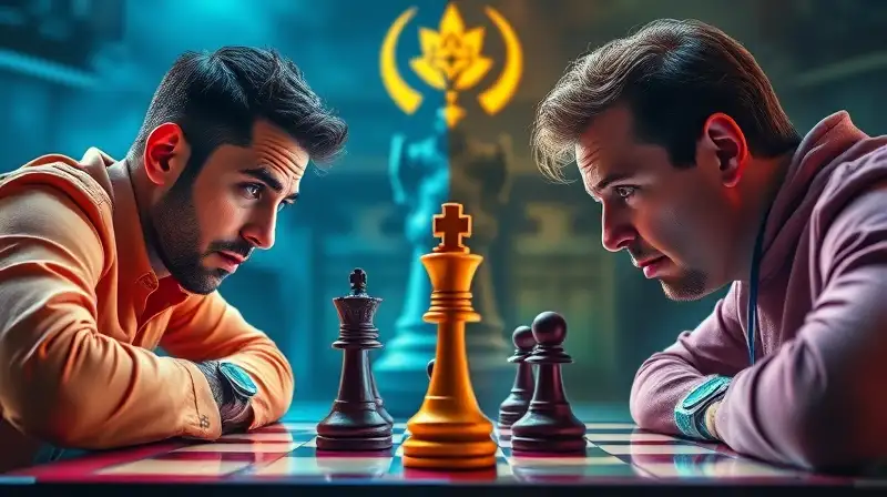 Dos ajedrecistas opuestos en batalla digital