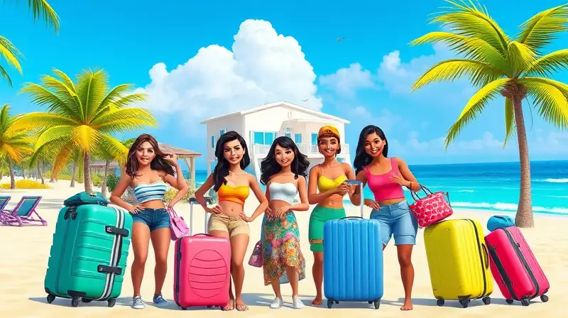Personajes de The Sims felices en playa