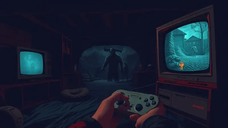 Juego retro de terror en cabaña aislada