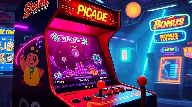 Arcade retro colorido con juego dinámico