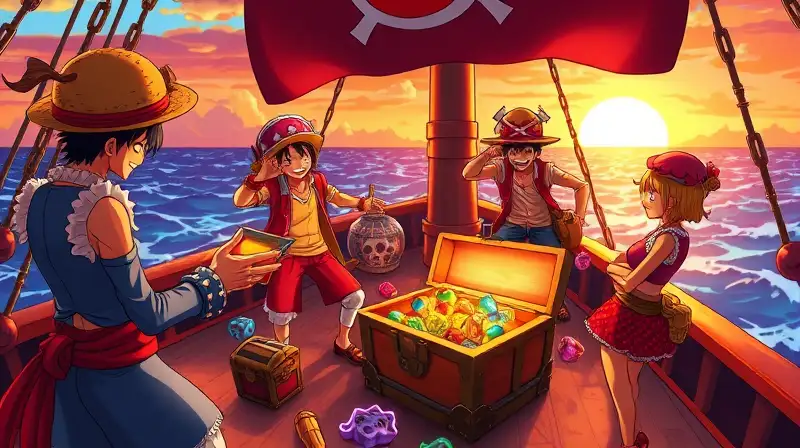 Personajes de One Piece intercambian tesoros animados
