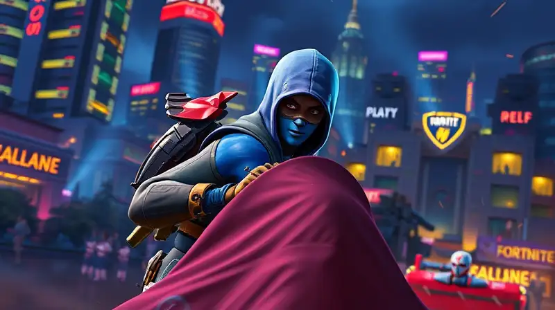 Personaje de Fortnite en batalla nocturna