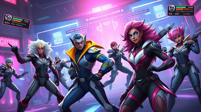 Batalla futurista con personajes y luces neón