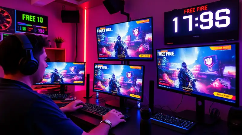 Streamers edit videos en ambiente gamer vibrante