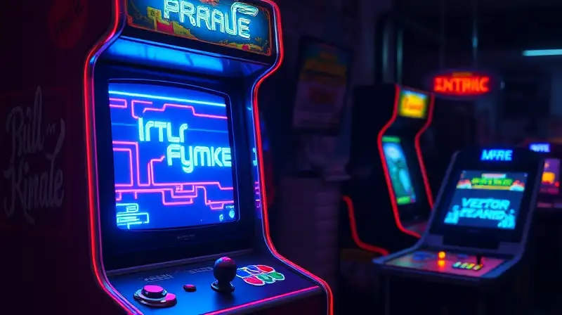 Máquina arcade retro con luces neón