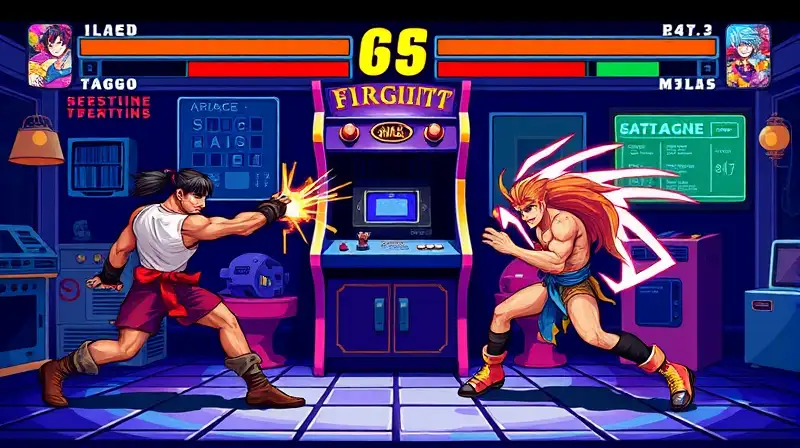 Juego arcade retro de peleas pixelado