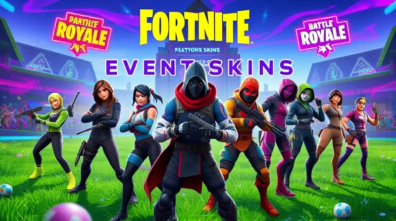 Personajes Fortnite en arena vibrante y futurista