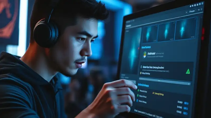 Gamer ajusta configuración en entorno moderno