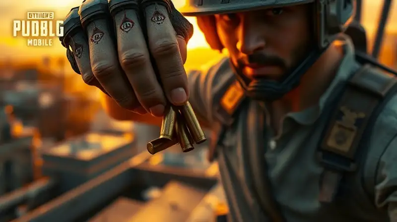 Personaje de PUBG recoge munición al atardecer