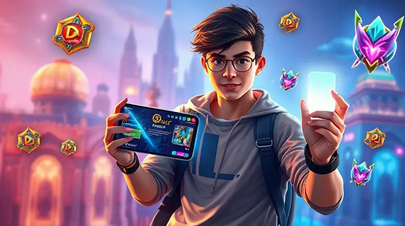 Jugador novato con smartphone y aura mística