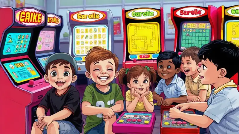 Niños jugando juegos educativos en aula