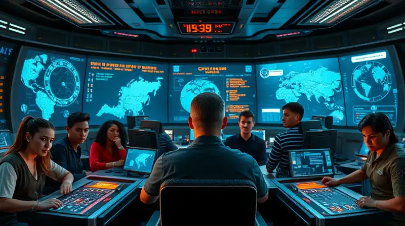 Centro futurista con equipo tenso y tecnología