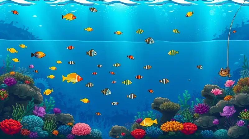 Escena submarina colorida con pesca fantástica