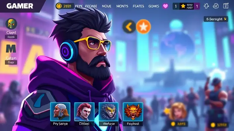 Interfaz gamer vibrante con elementos futuristas