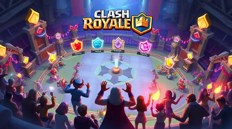 Arena vibrante de Clash Royale con acción