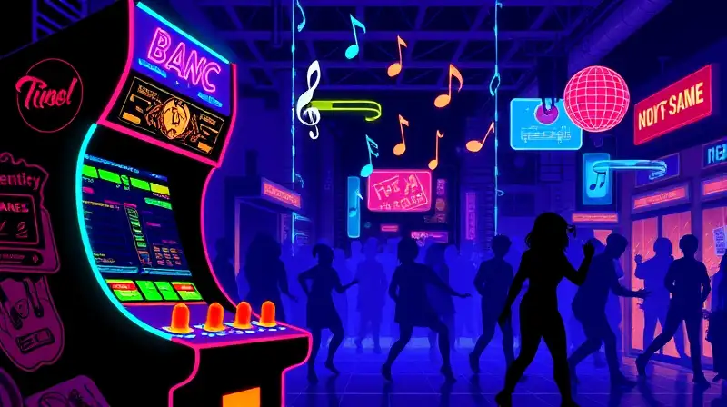 Máquina arcade retro con luces y música