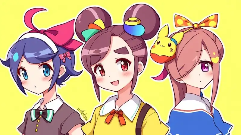 Accesorios coloridos y personajes anime vibrantes