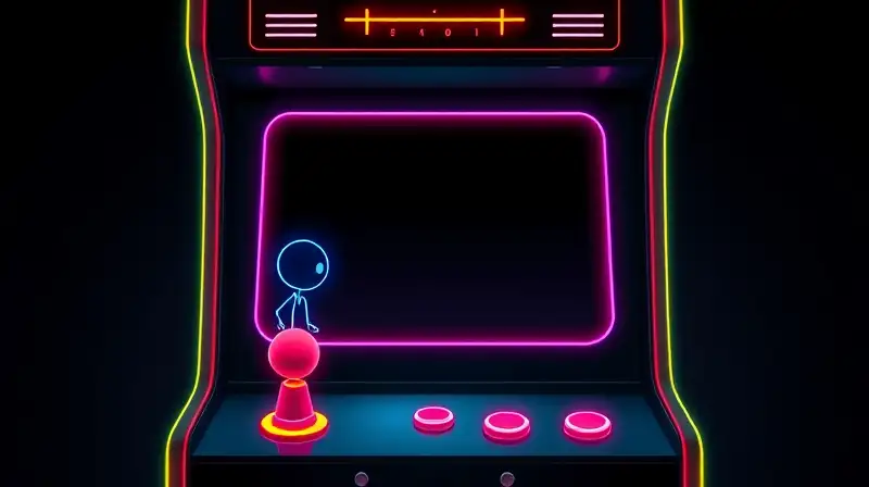 Máquina arcade retro con gráficos vectoriales